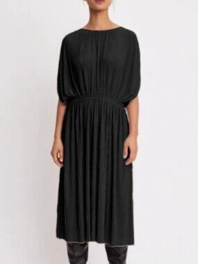 Filippa K Wave Plisse dress black women's size XL